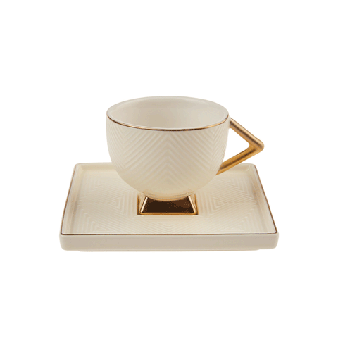Crème Gold Coffee Mugs (Set of 2, 300 ML)